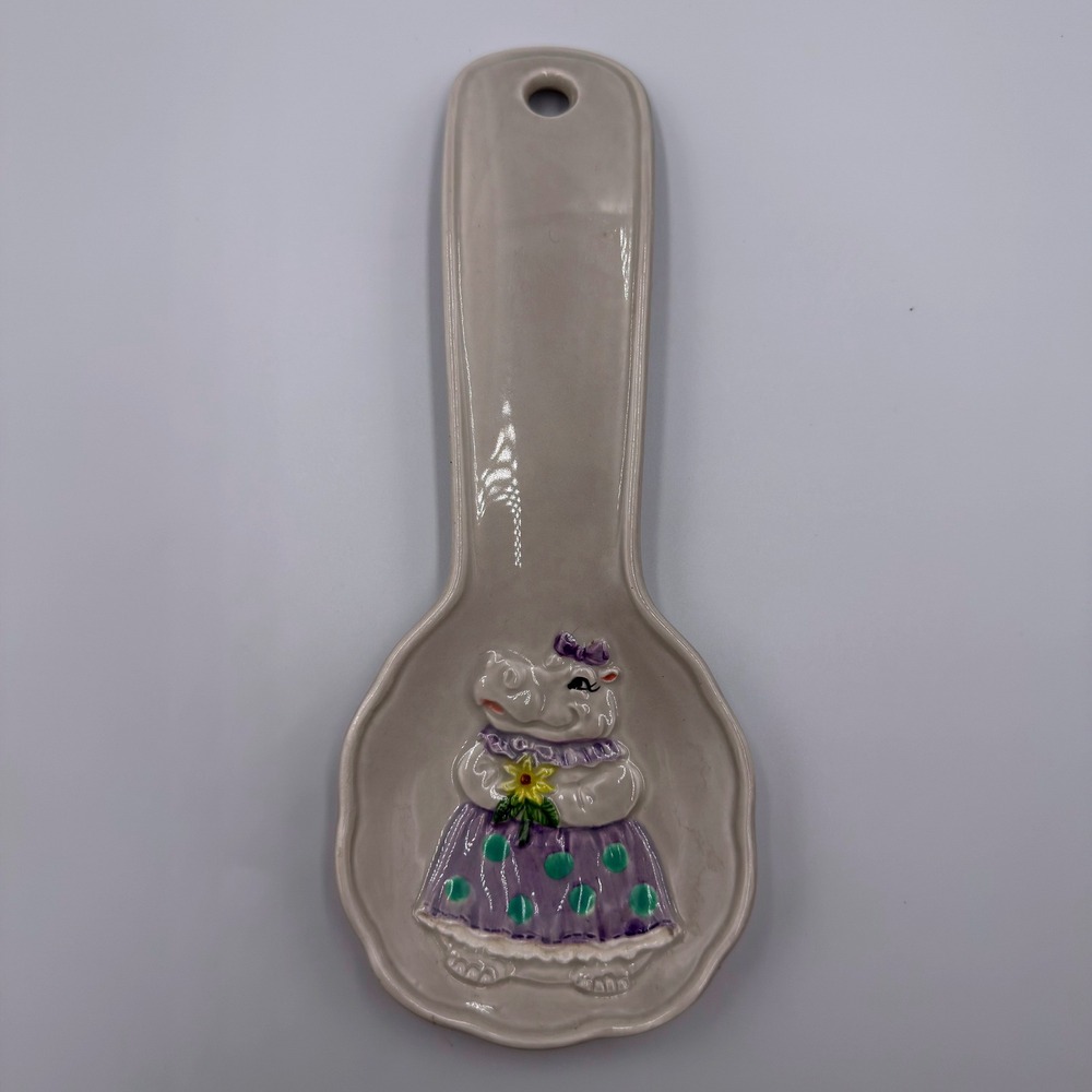 Vintage Otagiri Mary Ann Baker Hippo Spoon Rest Ceramic Hand Painted Japan